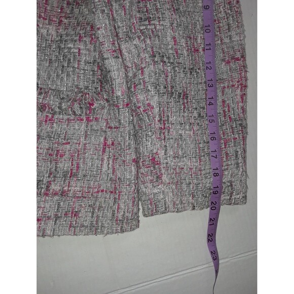 Chico's Tweed Jacket Size 3 Fringed Trim - Picture 5 of 7